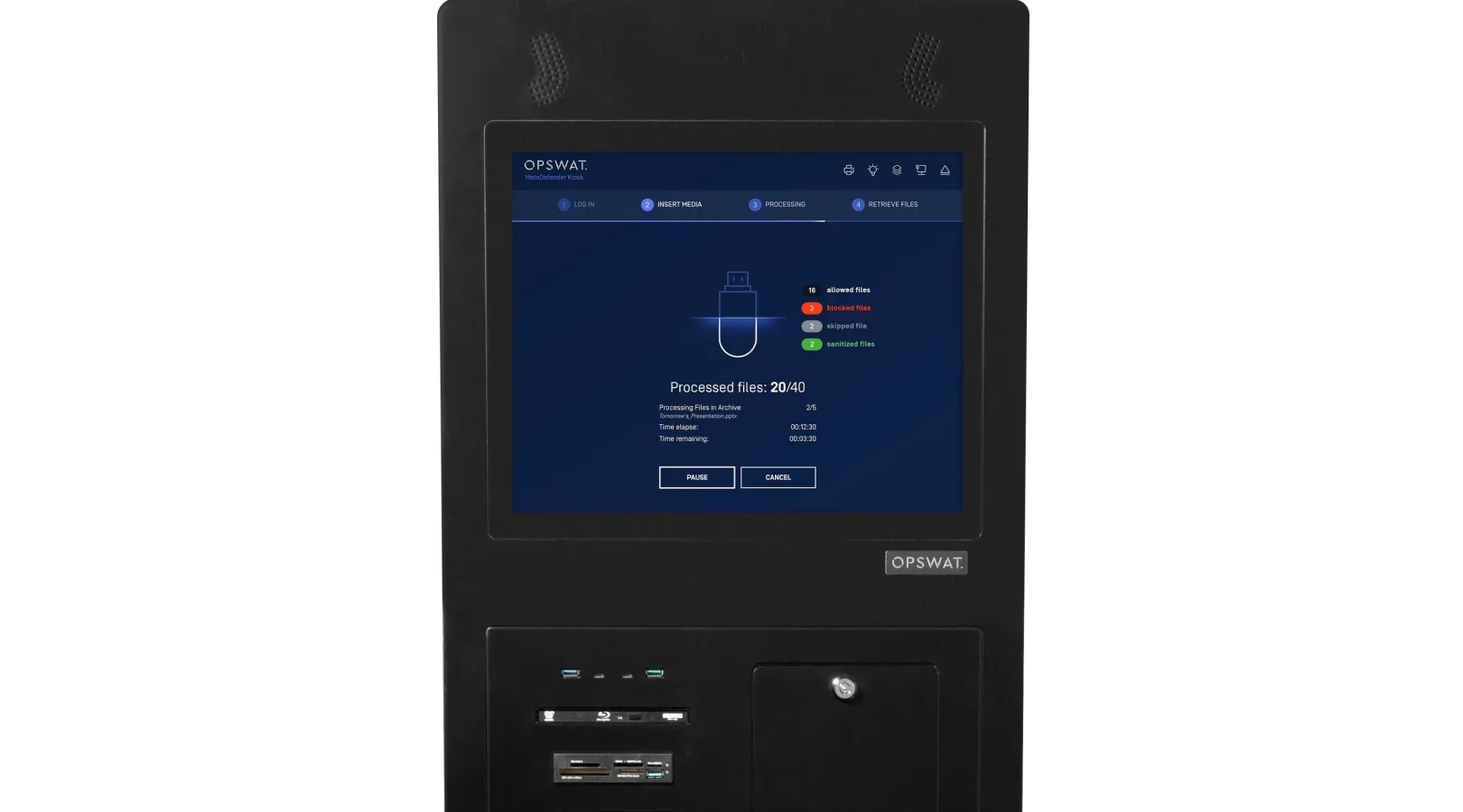 OPSWAT MetaDefender Kiosk als Standgerät (Tower) mit Touchscreen
